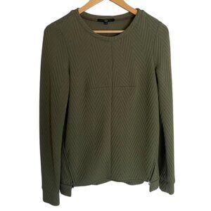 Tibi Olive Green Textured Side Zipper Sweatshirt 2